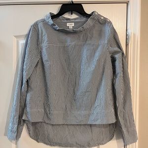 J crew pinstripe boatneck shirt, button detail size 10